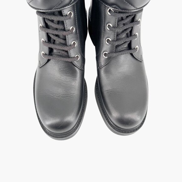 Gucci Marmont GG Combat Boot Size 37 US 7 Black Lace Up Quilted Ankle Biker Logo - Picture 4 of 14